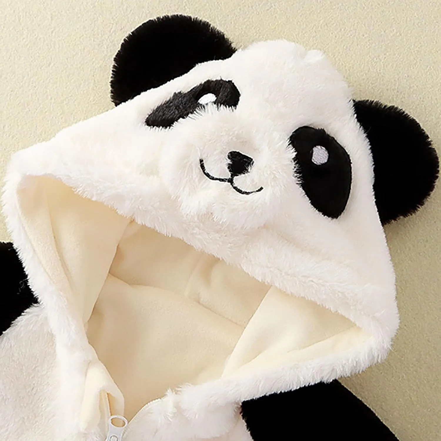 Newborn Baby Bear Jumpsuit Outfit Toddler Girls Boys Fleece Romper Hooded Snowsuit Winter Furry Sweatshirt