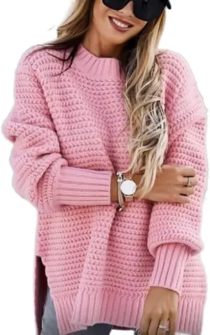 Oversized Sweaters for Women Heathered Long Sleeve Crew Neck Pullover Knit Sweater Casual Fall Tops 2025 Fashion