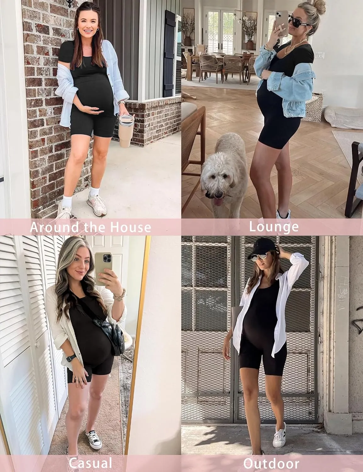 Peauty Buttery Soft Maternity Bodysuit – Short Sleeve Romper, Square Neck, Photoshoot Casual Workout Maternity-Clothes