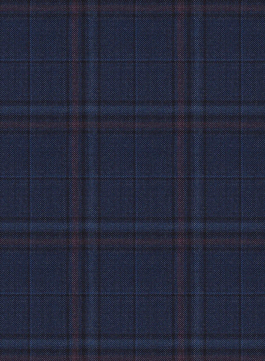 Reda Cinder Blue Checks Wool Jacket
