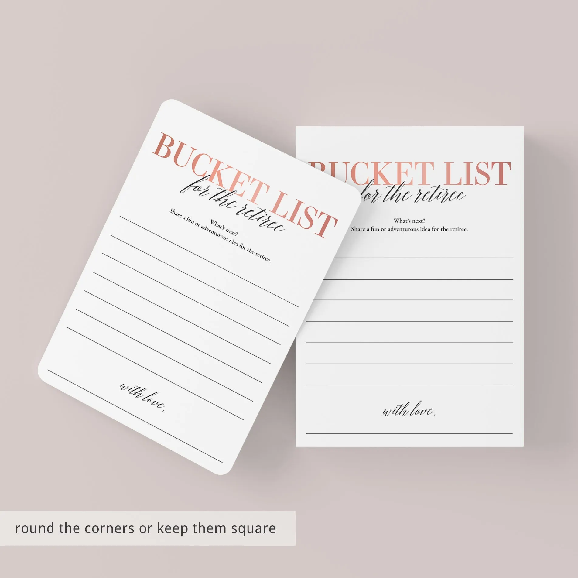Retirement Bucket List Cards for Her Printable