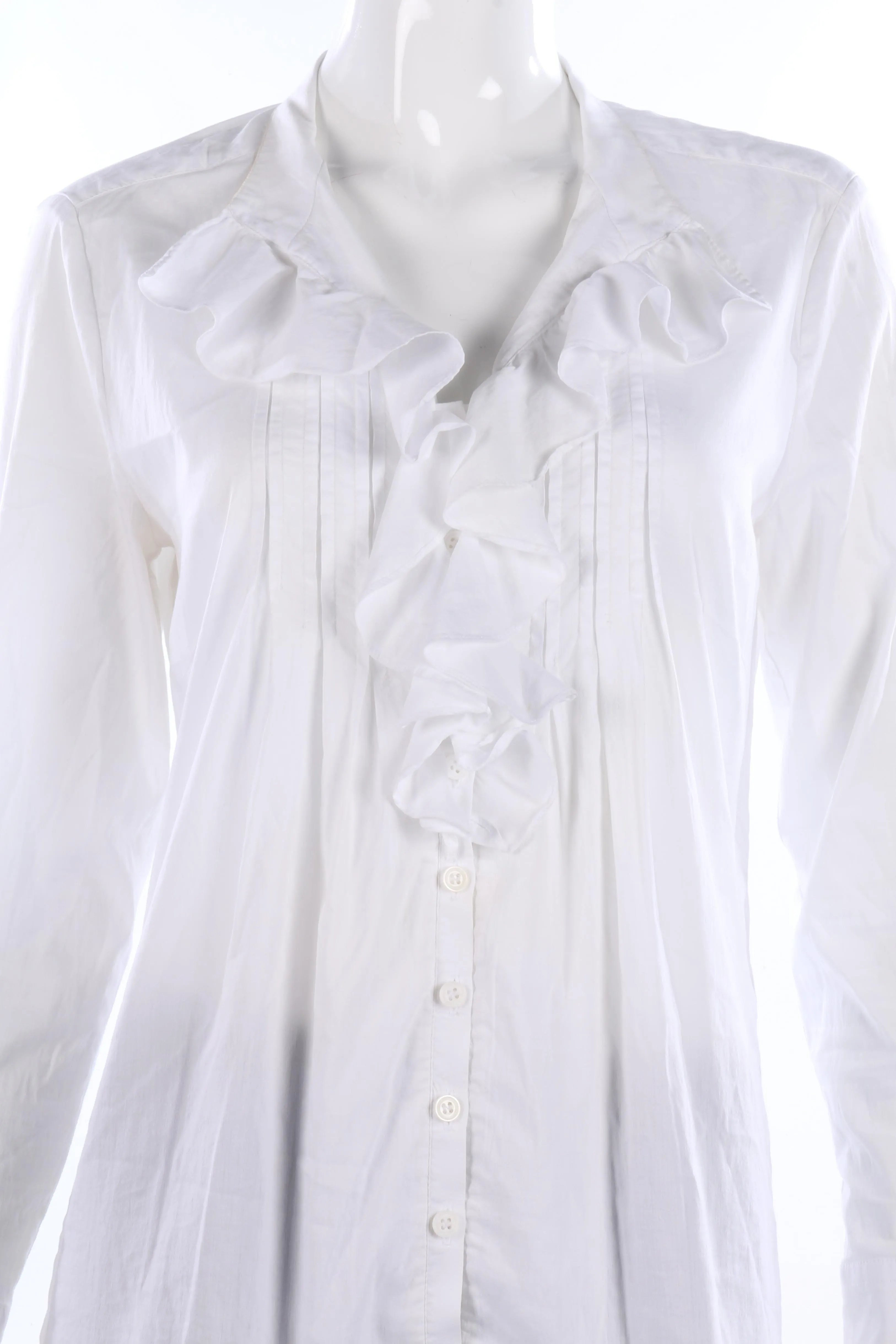Schneiders white cotton blouse with ruffle details size M