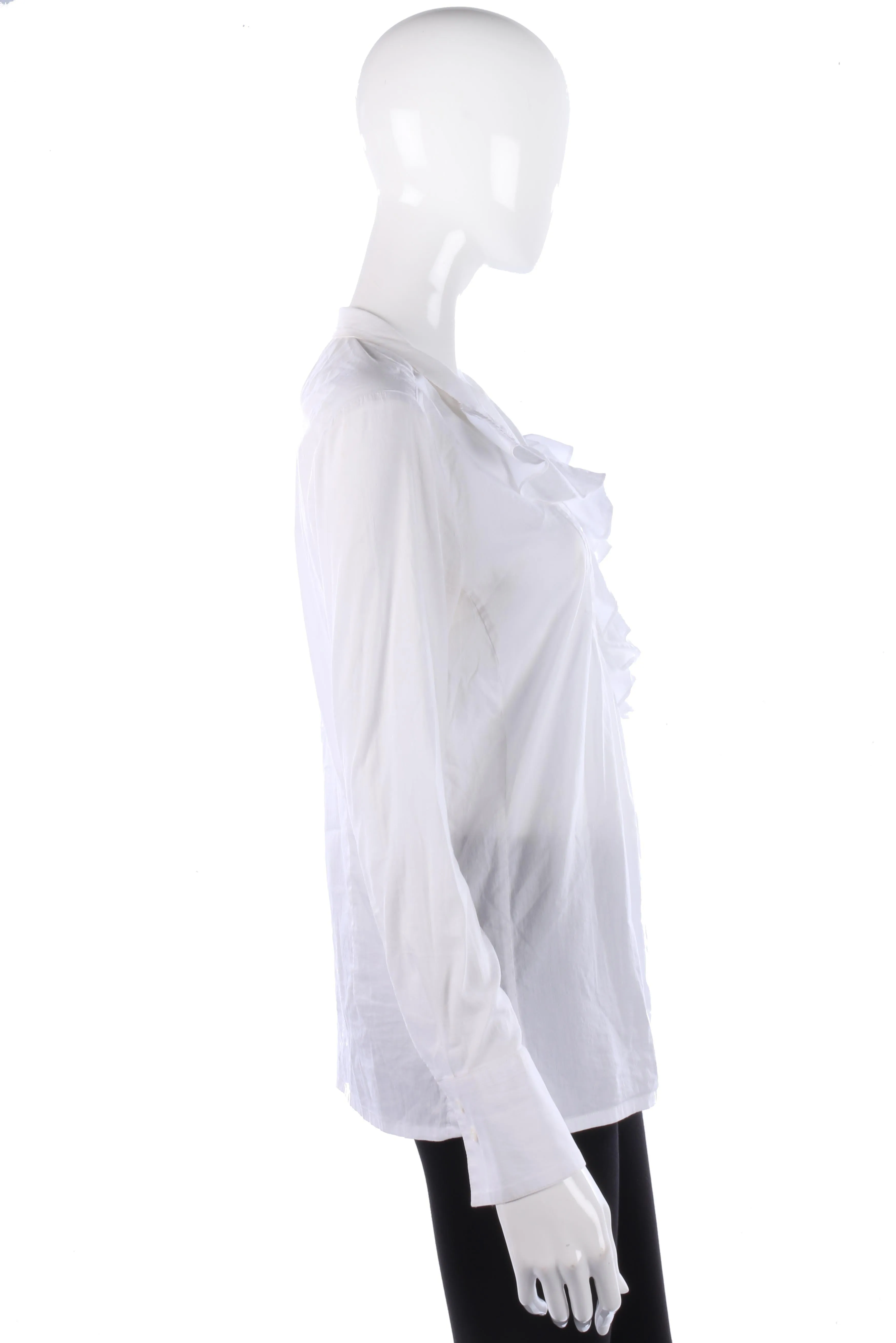 Schneiders white cotton blouse with ruffle details size M