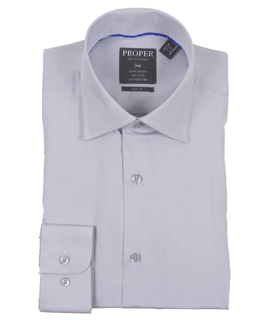 Solid Glacier Grey Slim Fit Cotton Shirt
