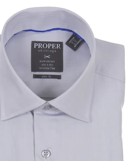 Solid Glacier Grey Slim Fit Cotton Shirt