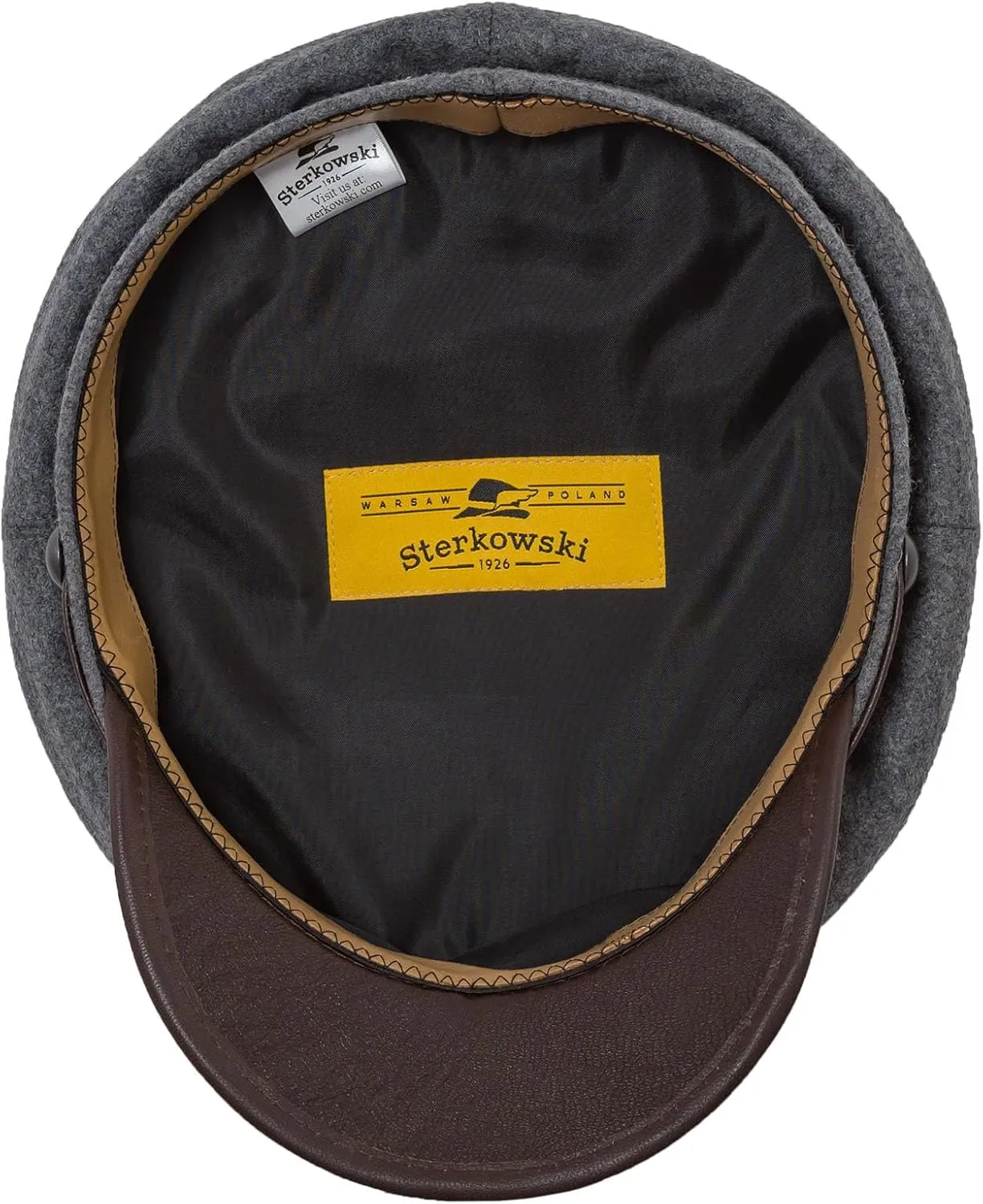 Sterkowski Maciejowka Model 4 Wool Fiddler Cap | Warm Breathable Greek Style Cap with Leather Visor