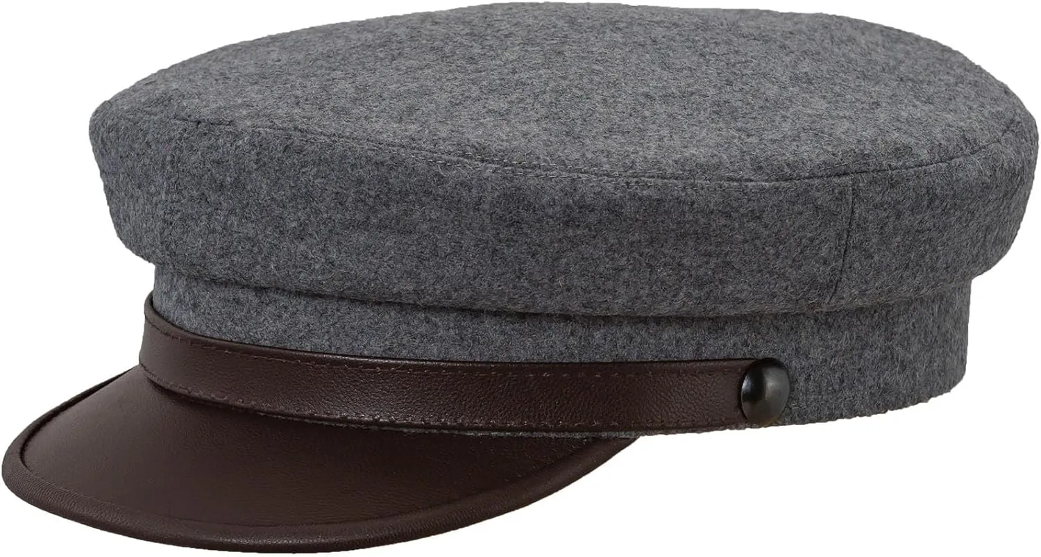 Sterkowski Maciejowka Model 4 Wool Fiddler Cap | Warm Breathable Greek Style Cap with Leather Visor