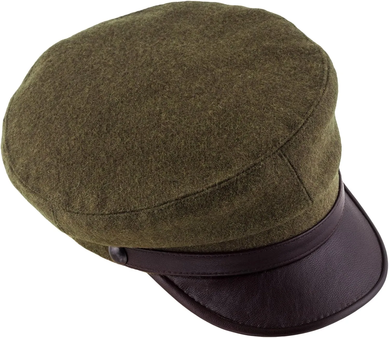 Sterkowski Maciejowka Model 4 Wool Fiddler Cap | Warm Breathable Greek Style Cap with Leather Visor