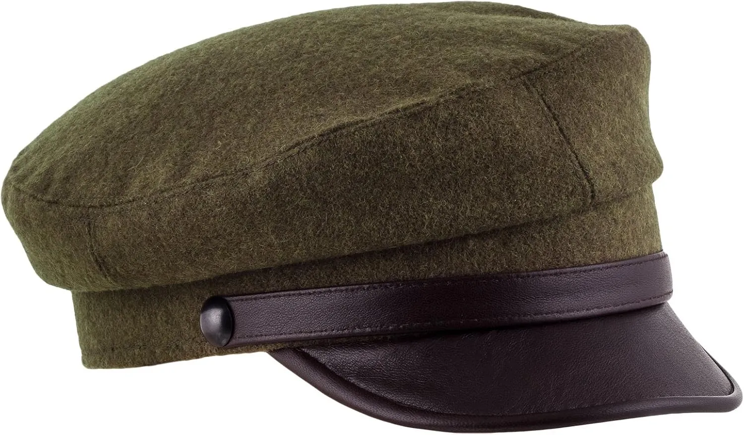 Sterkowski Maciejowka Model 4 Wool Fiddler Cap | Warm Breathable Greek Style Cap with Leather Visor