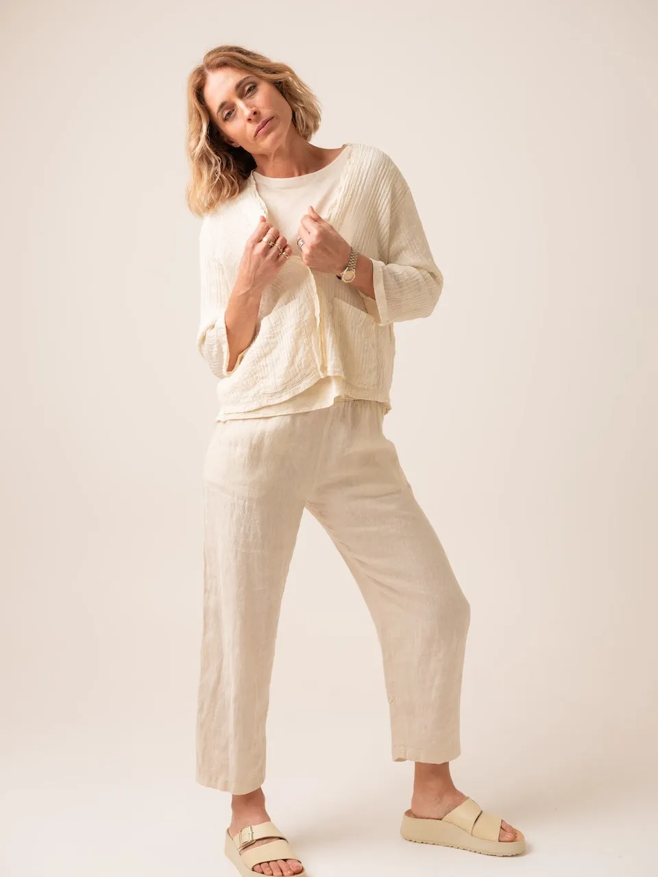 Transit Par Such Textural Light Jacket in Ivory