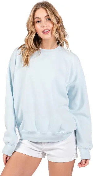 Urban Look Women's Fashion Basic Fleece Lined Crewneck Sweatshirt