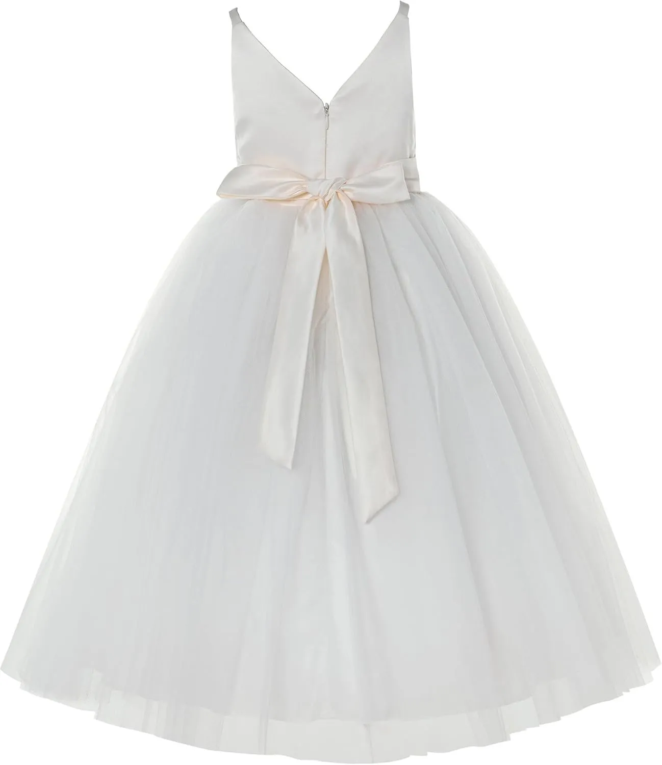 V-Neck Tulle Flower Girl Dresses for Wedding Toddler Junior Bridesmaid 218