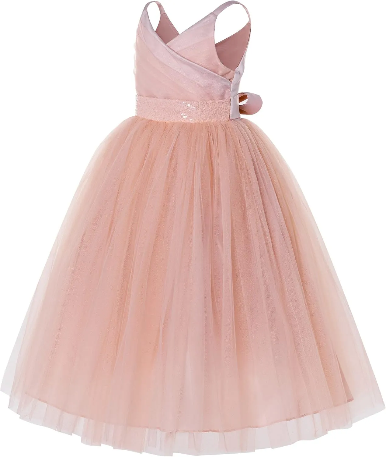 V-Neck Tulle Flower Girl Dresses for Wedding Toddler Junior Bridesmaid 218