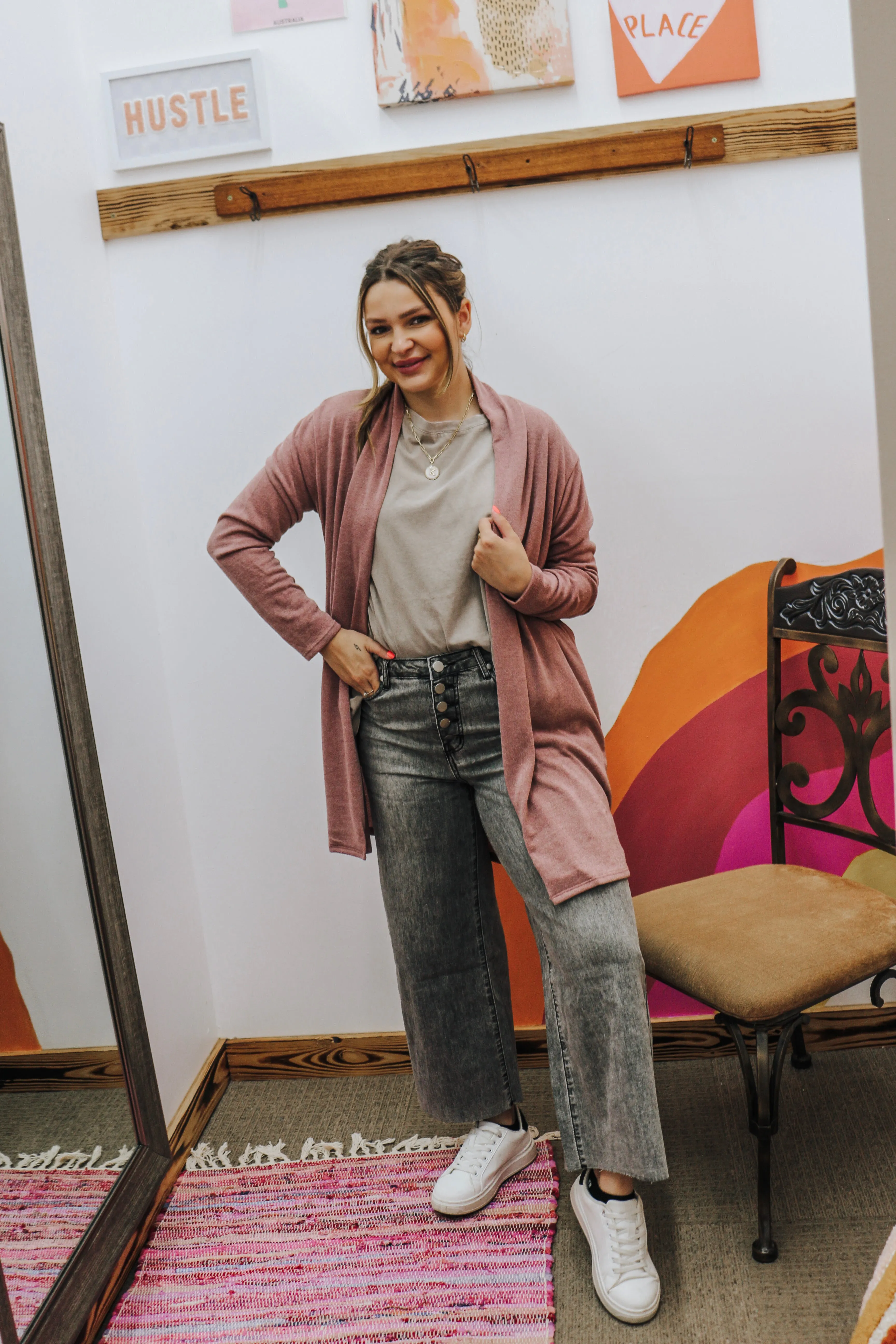 With The Girls Mauve Cardigan