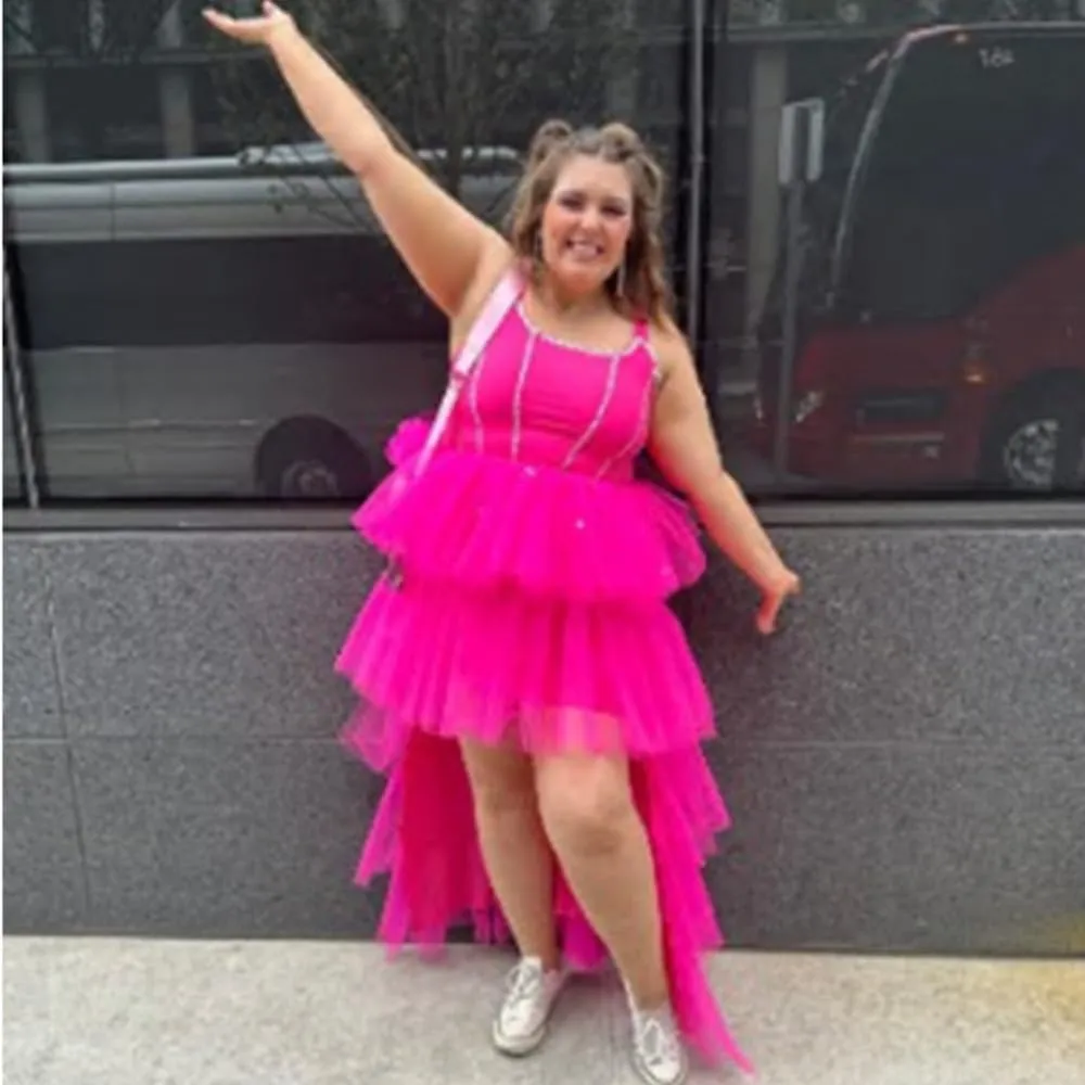 Women's High Low Tutu Skirts Sweet Elastic Waist Tulle Layered Ruffles Mesh Long Tiered Skirt