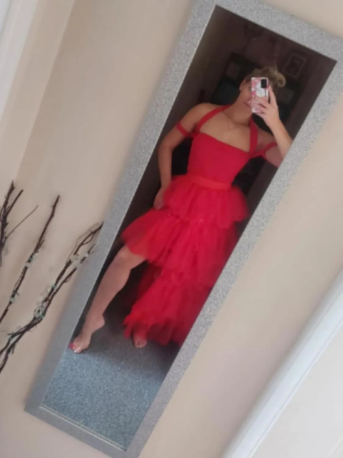 Women's High Low Tutu Skirts Sweet Elastic Waist Tulle Layered Ruffles Mesh Long Tiered Skirt