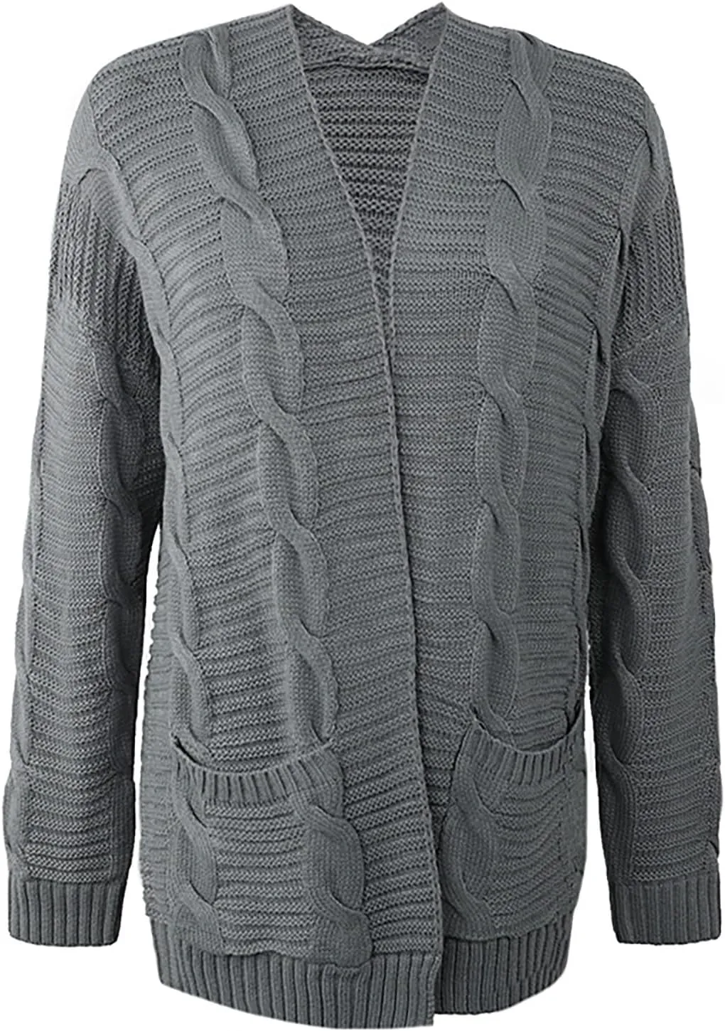Womens Long Cardigan Chunky Sweater Lightweight Open Front Cardigan Jackets Baggy Cable Knit Sweaters Coat w/Pockets